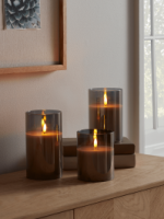 New Three Led Glass Column Candles -