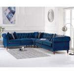 Livi Medium Blue Velvet Corner Sofa -