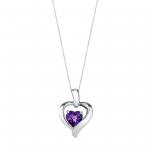 Heart Shaped Amethyst Pendant Necklace i...