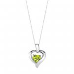 HEART SHAPED PERIDOT PENDANT NECKLACE IN