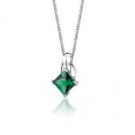 Princess Cut Emerald Pendant Necklace in