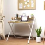 HOMCOM Compact Two-Tier Folding Desk wit...